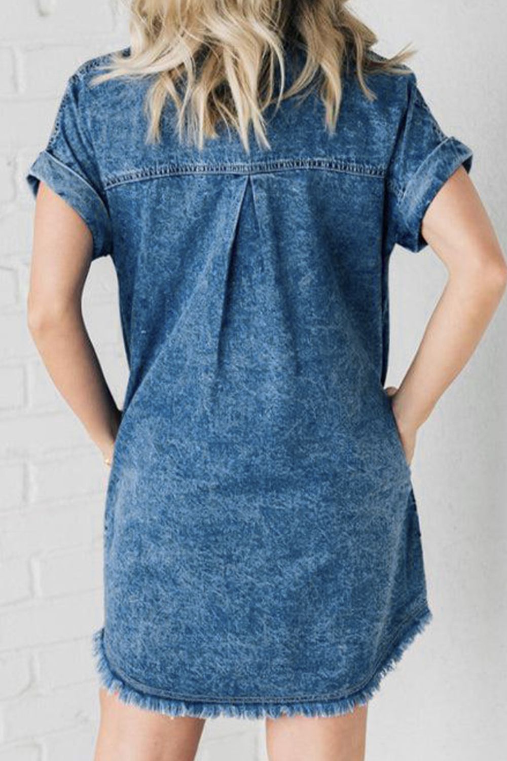 Dark Blue Raw Hem Summer Mini Dress