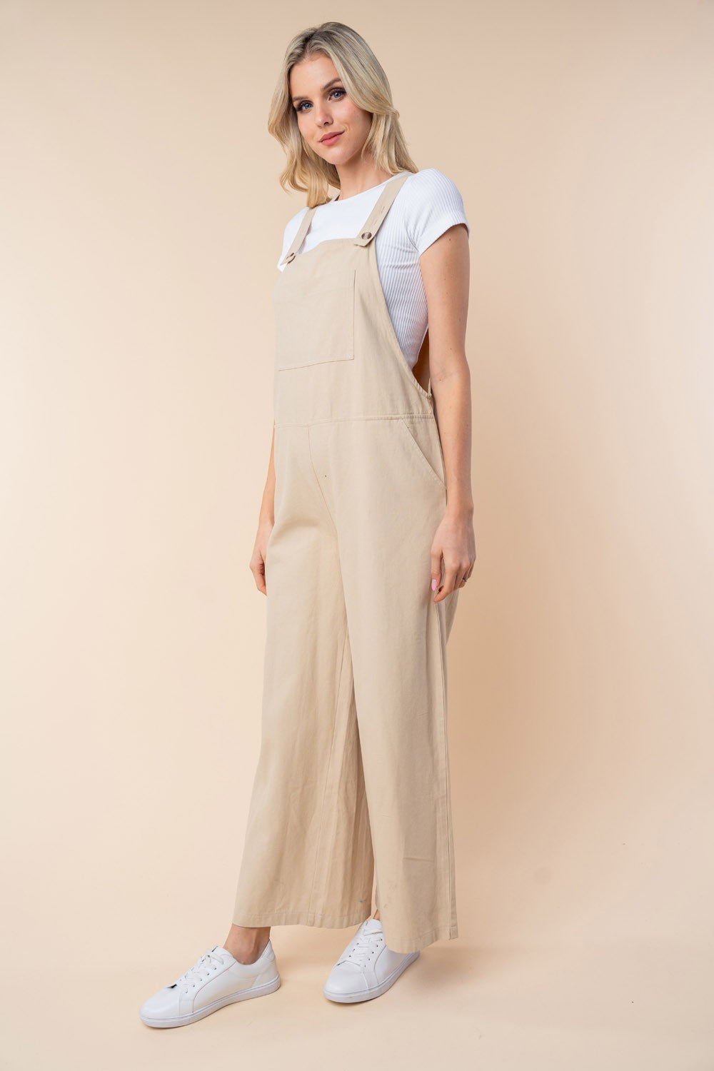 Sleeveless Wide Leg Jumpsuit in Oatmeal