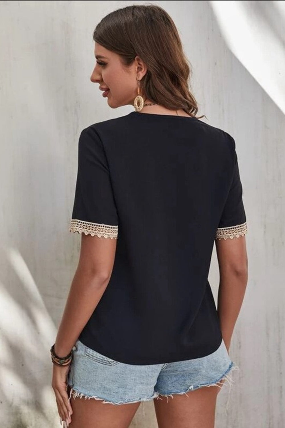 Boho Chic Crochet Short Sleeve Lace Blouse