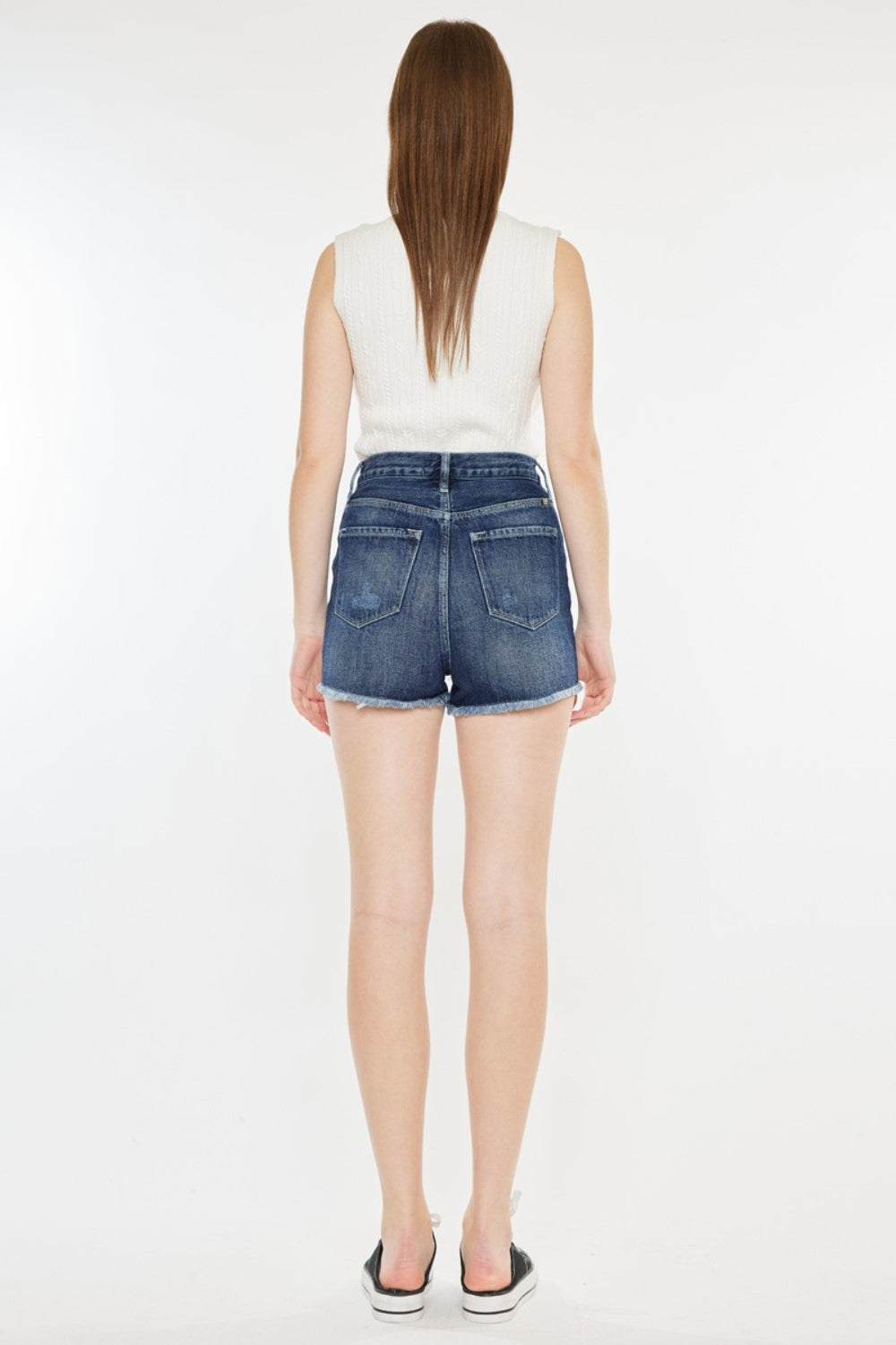 Raw Hem Button Fly Denim Shorts