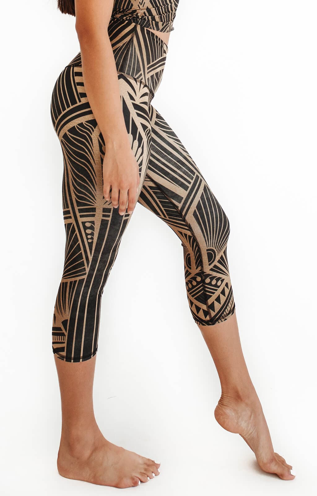 Elegant Empire Printed Yoga Crops by Yoga Democracy