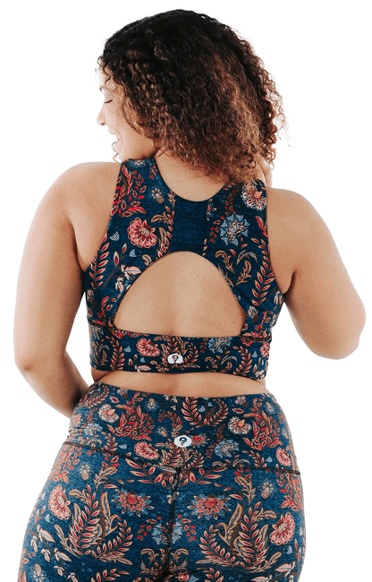 Free Range Sports Bra in Festival Denim by Yoga Democracy