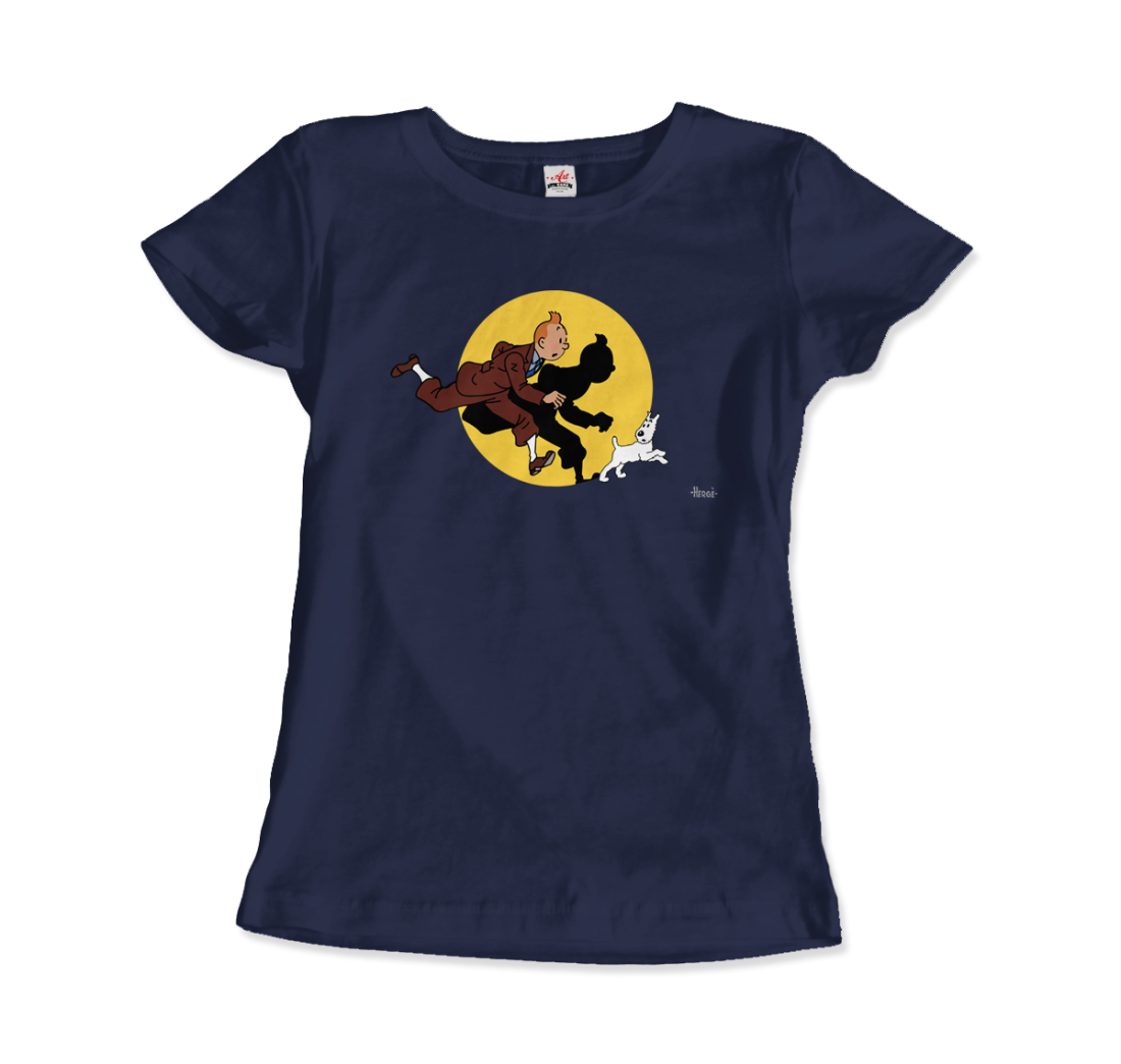 Tintin and Snowy (Milou) Getting Hit by a Spotlight T-Shirt