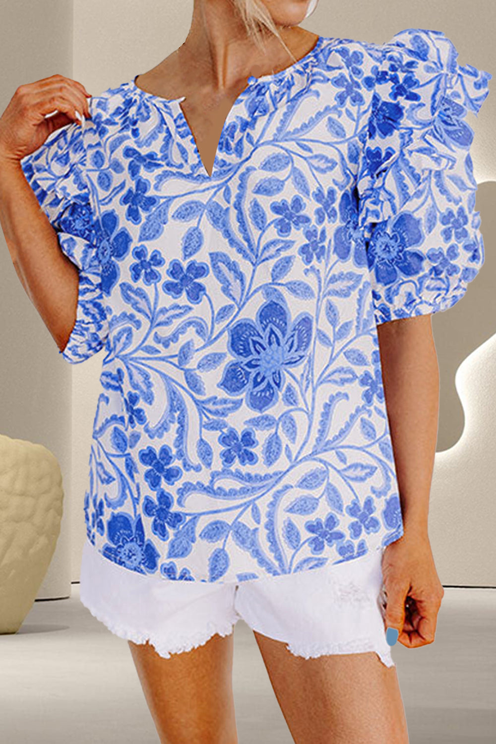 Blue China Vibe Print Blouse