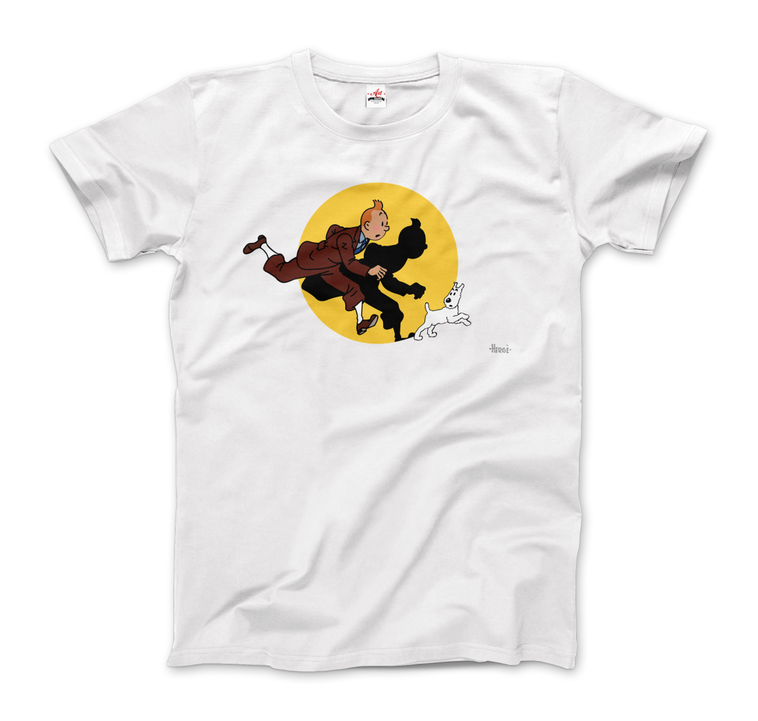 Tintin and Snowy (Milou) Getting Hit by a Spotlight T-Shirt