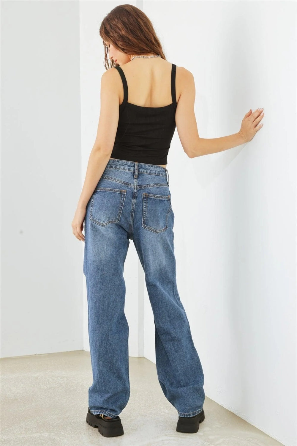 Distressed High Waist Hammer Jeans