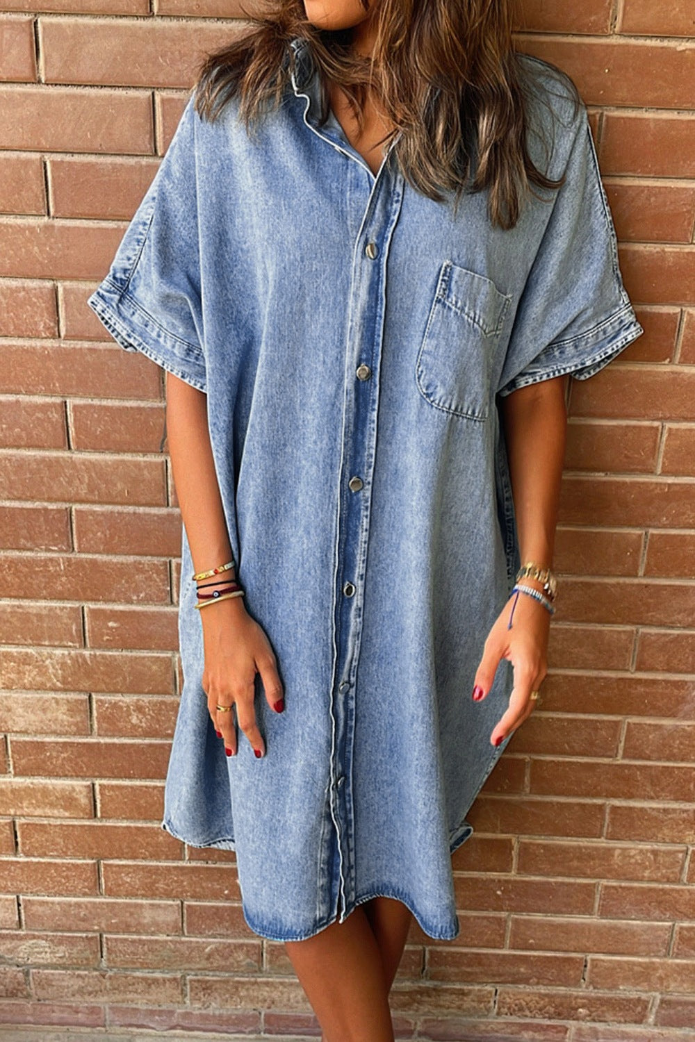 Pocketed Denim Summer Mini Dress