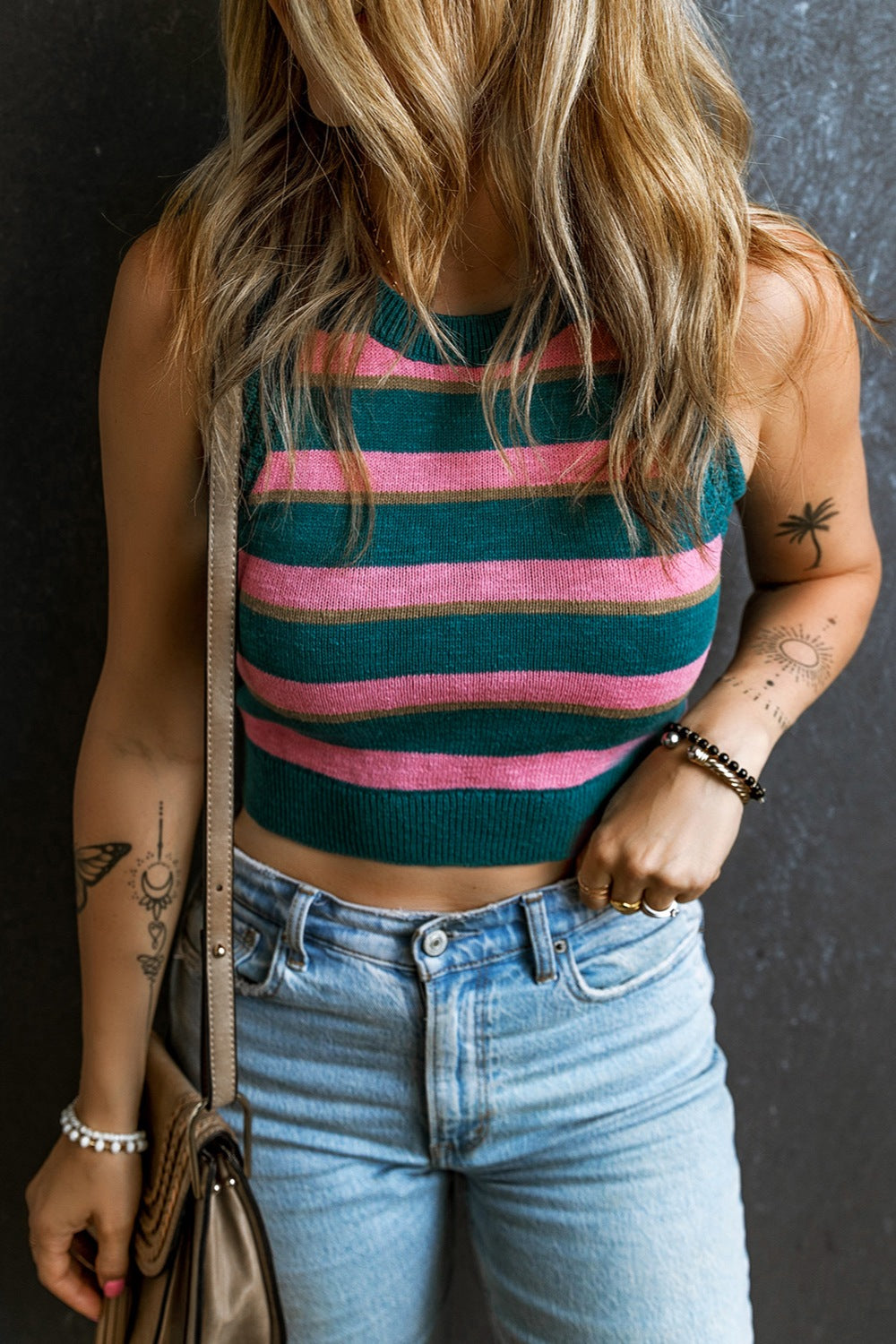 Striped Cropped Muscle Tank