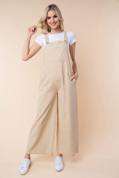 Sleeveless Wide Leg Jumpsuit in Oatmeal