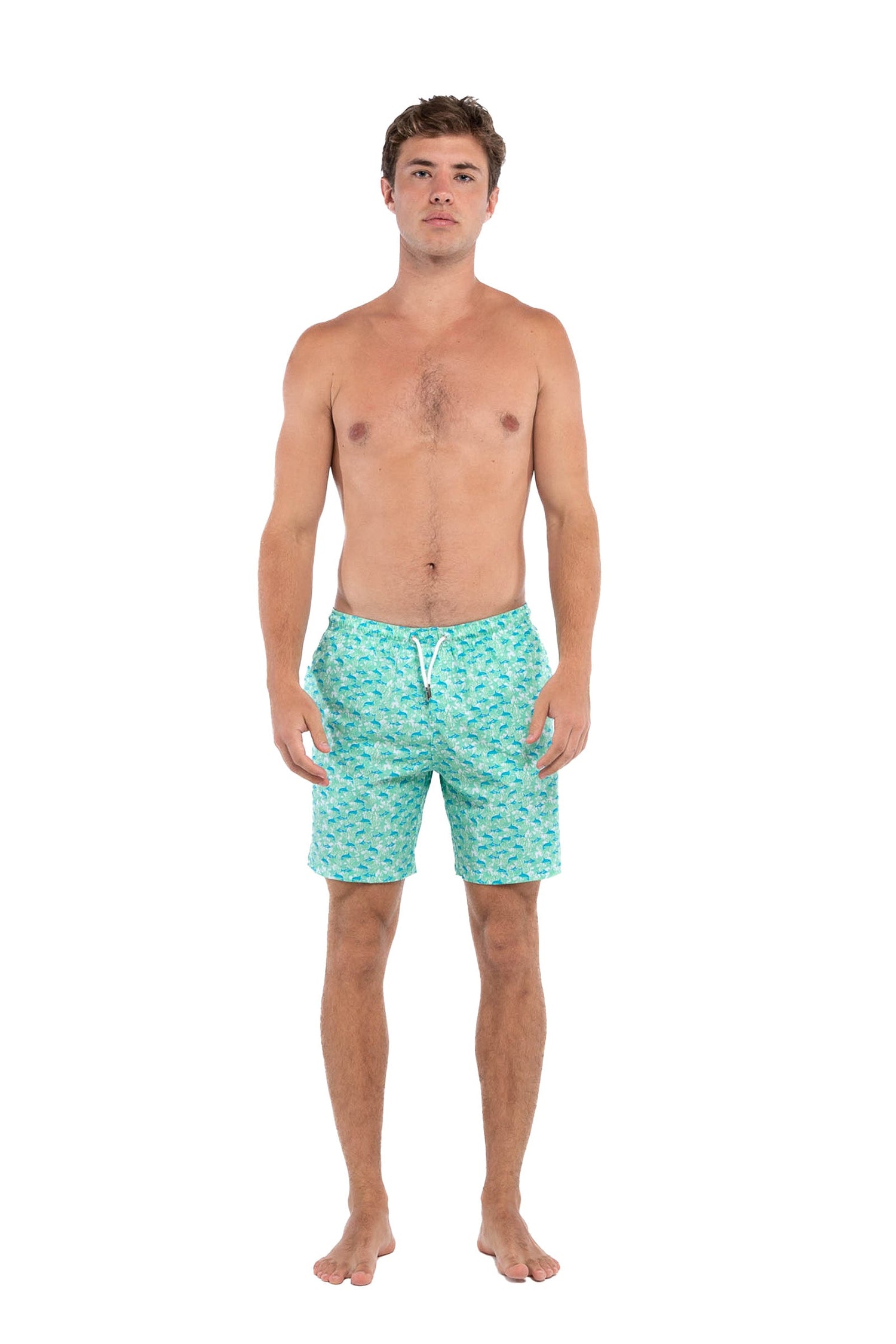 Green Marlin Bermies Swim Trunks