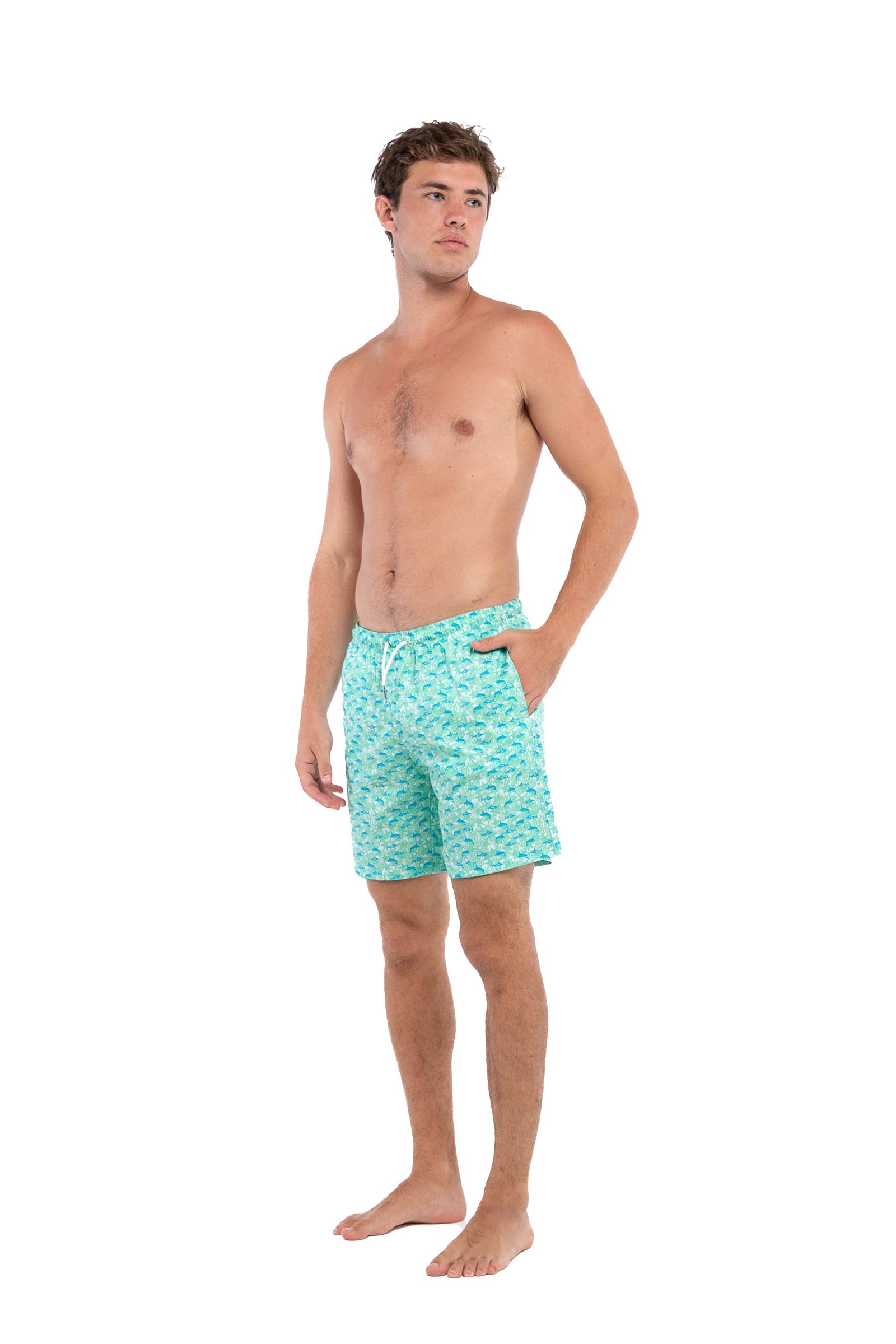 Green Marlin Bermies Swim Trunks