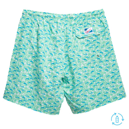 Green Marlin Bermies Swim Trunks