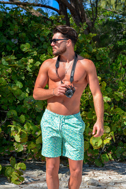 Green Marlin Bermies Swim Trunks