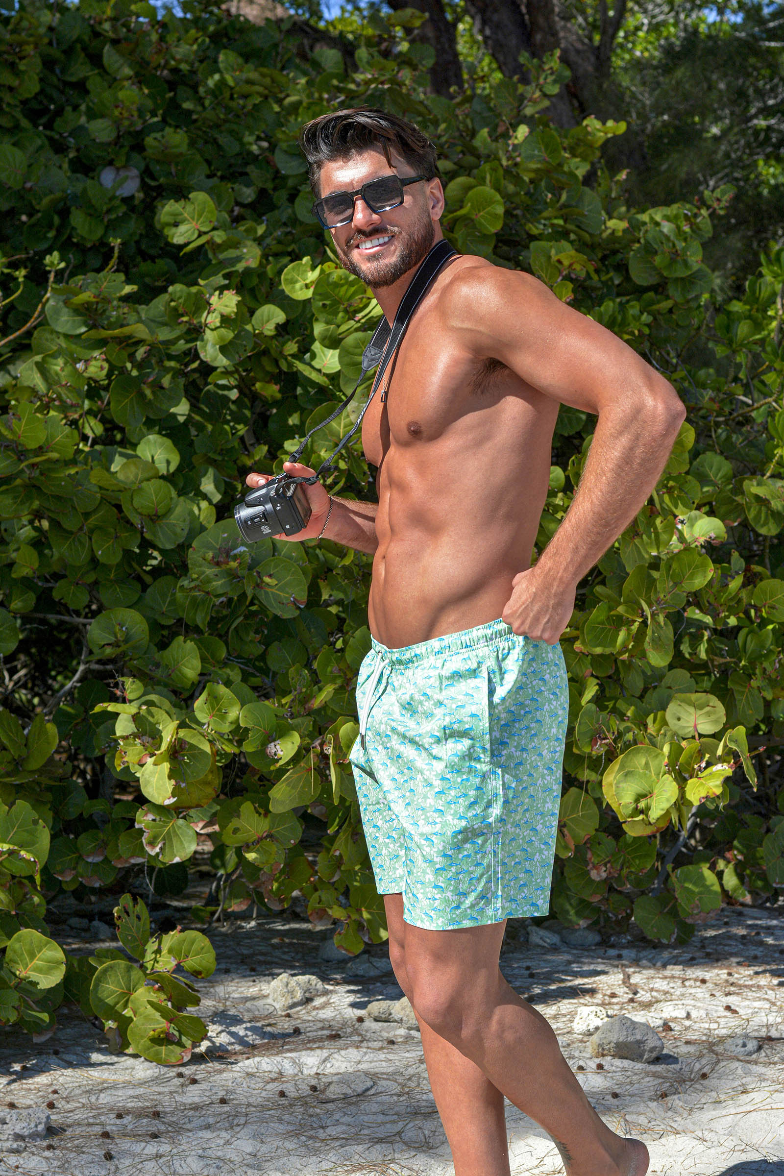 Green Marlin Bermies Swim Trunks