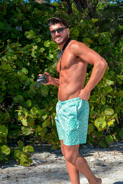 Green Marlin Bermies Swim Trunks