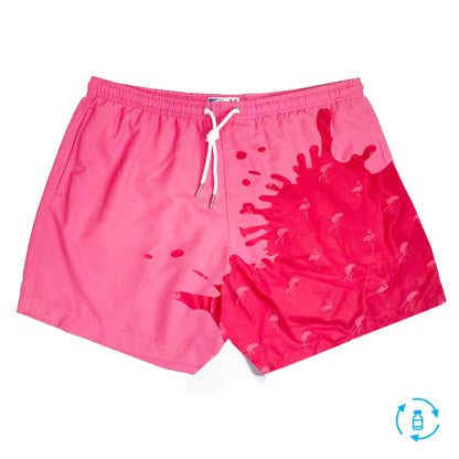 Pink to Flamingo Color Changing Bermies Swim Trunks