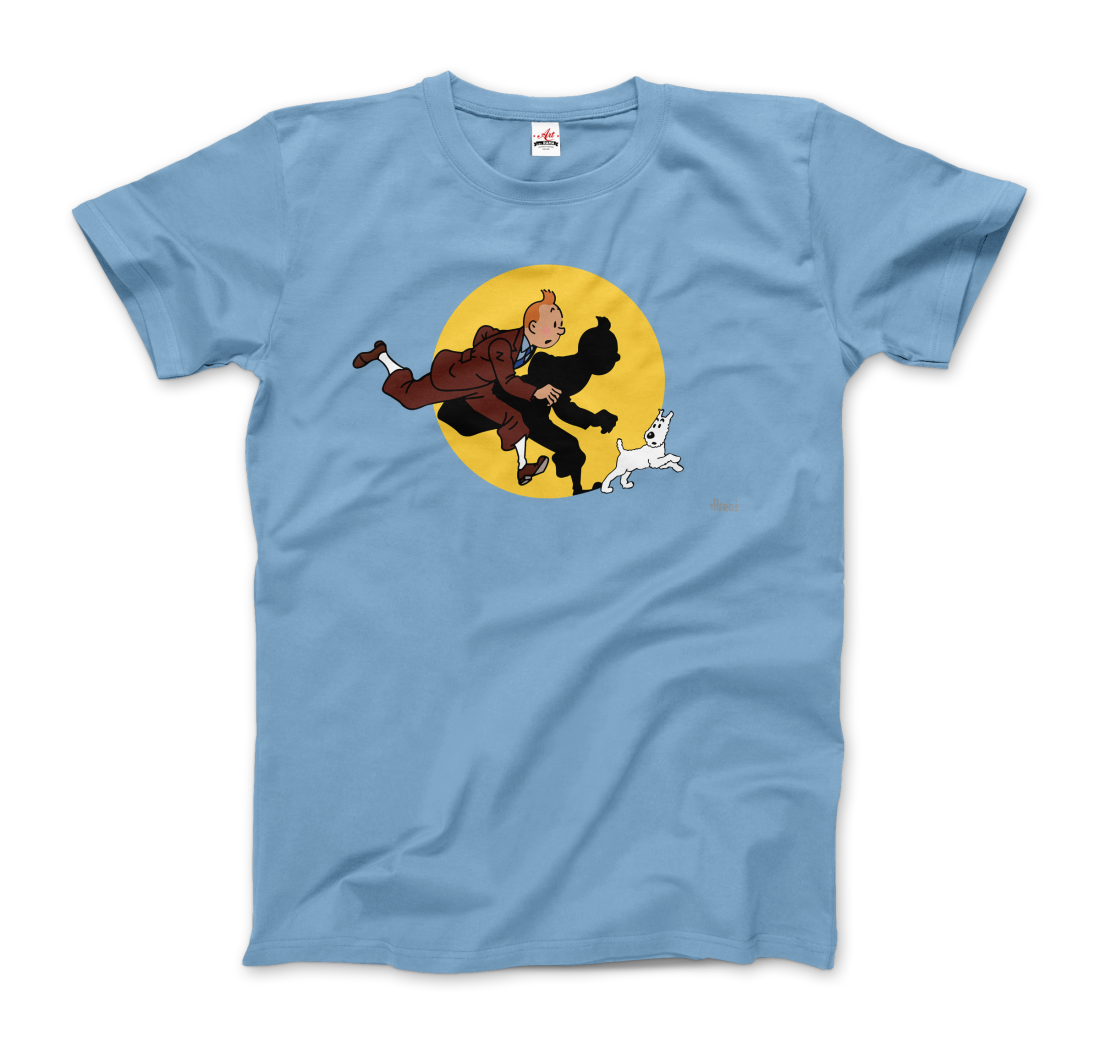 Tintin and Snowy (Milou) Getting Hit by a Spotlight T-Shirt