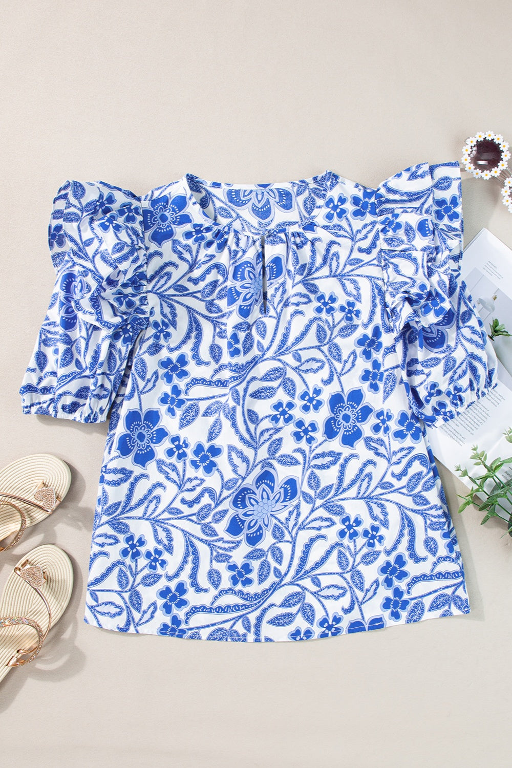 Blue China Vibe Print Blouse