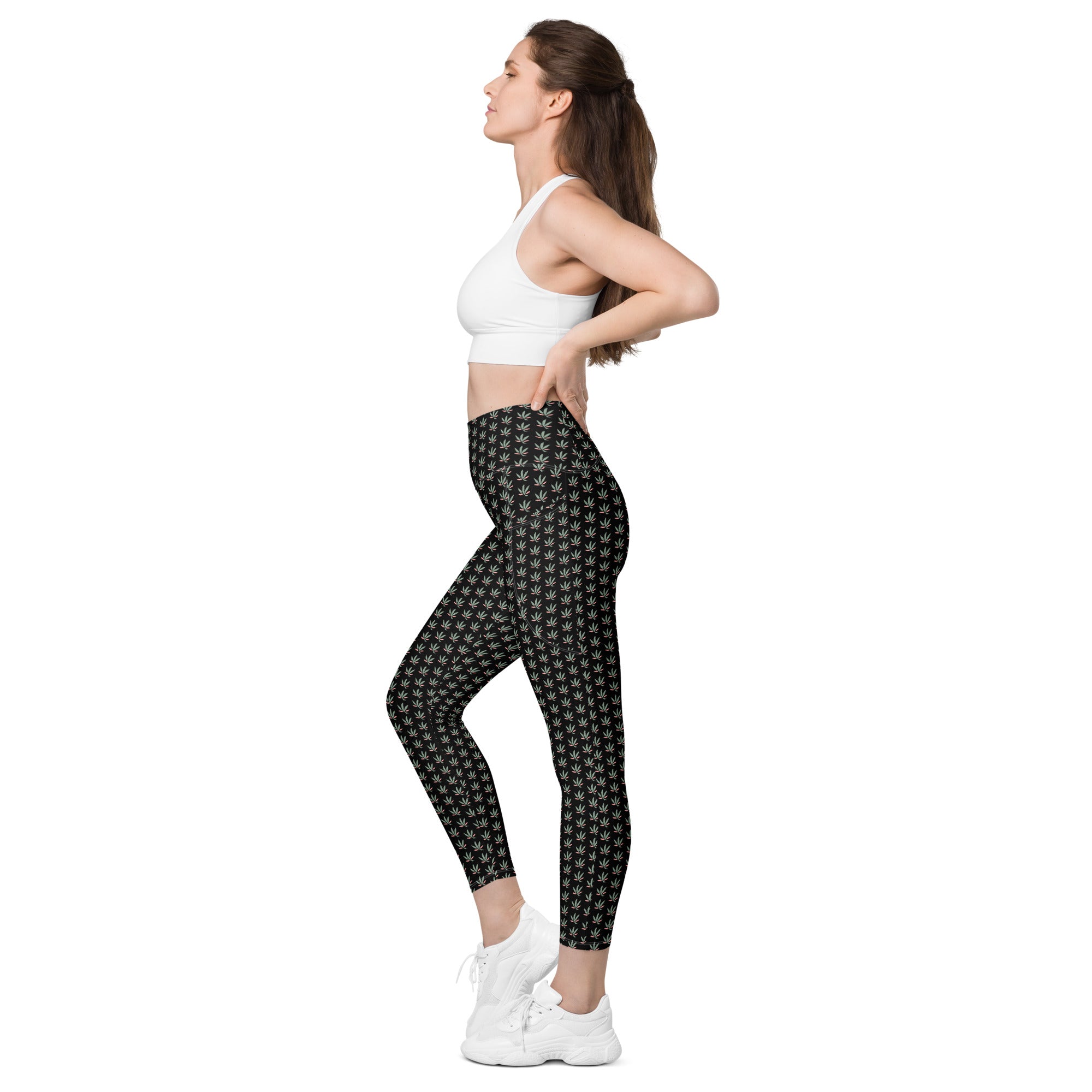 Chill Flower Recycled Polyester Leggings in Black