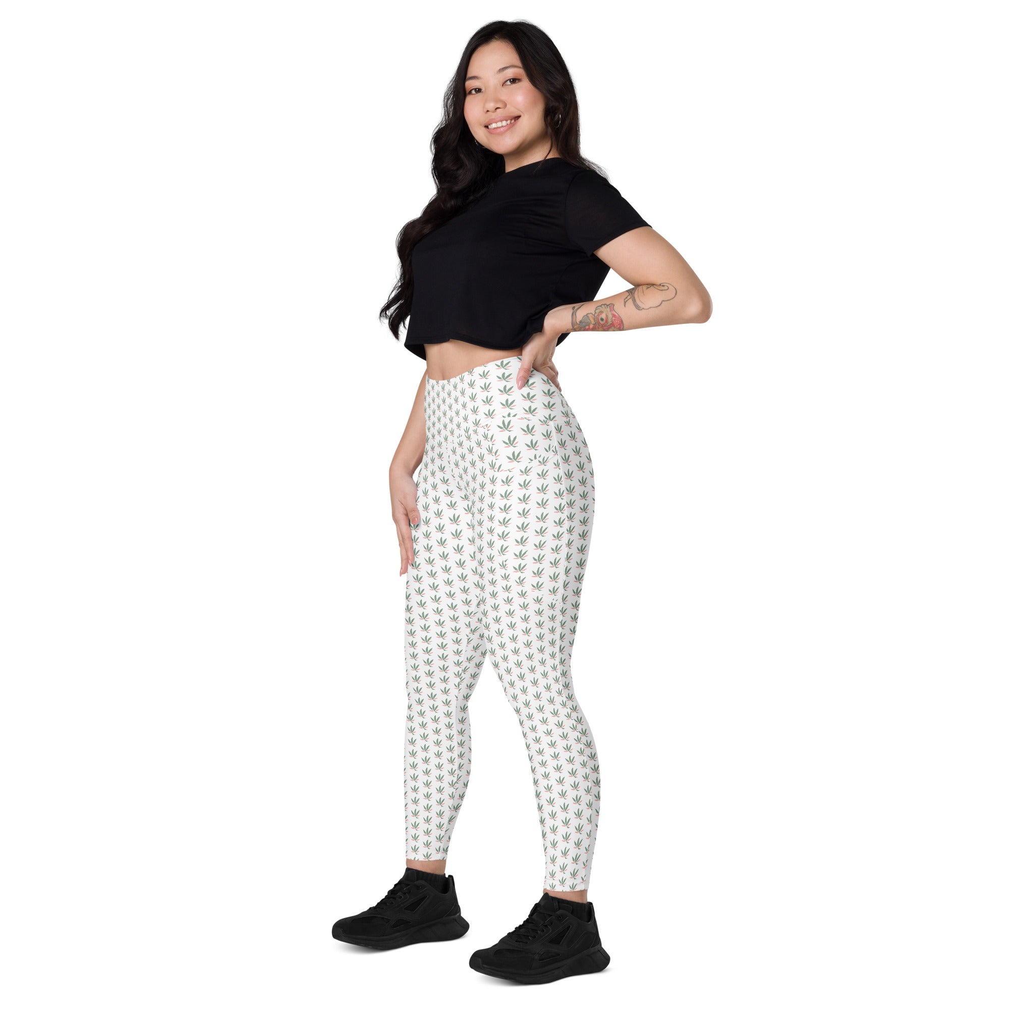 Chill Flower Recycled Polyester Leggings in White