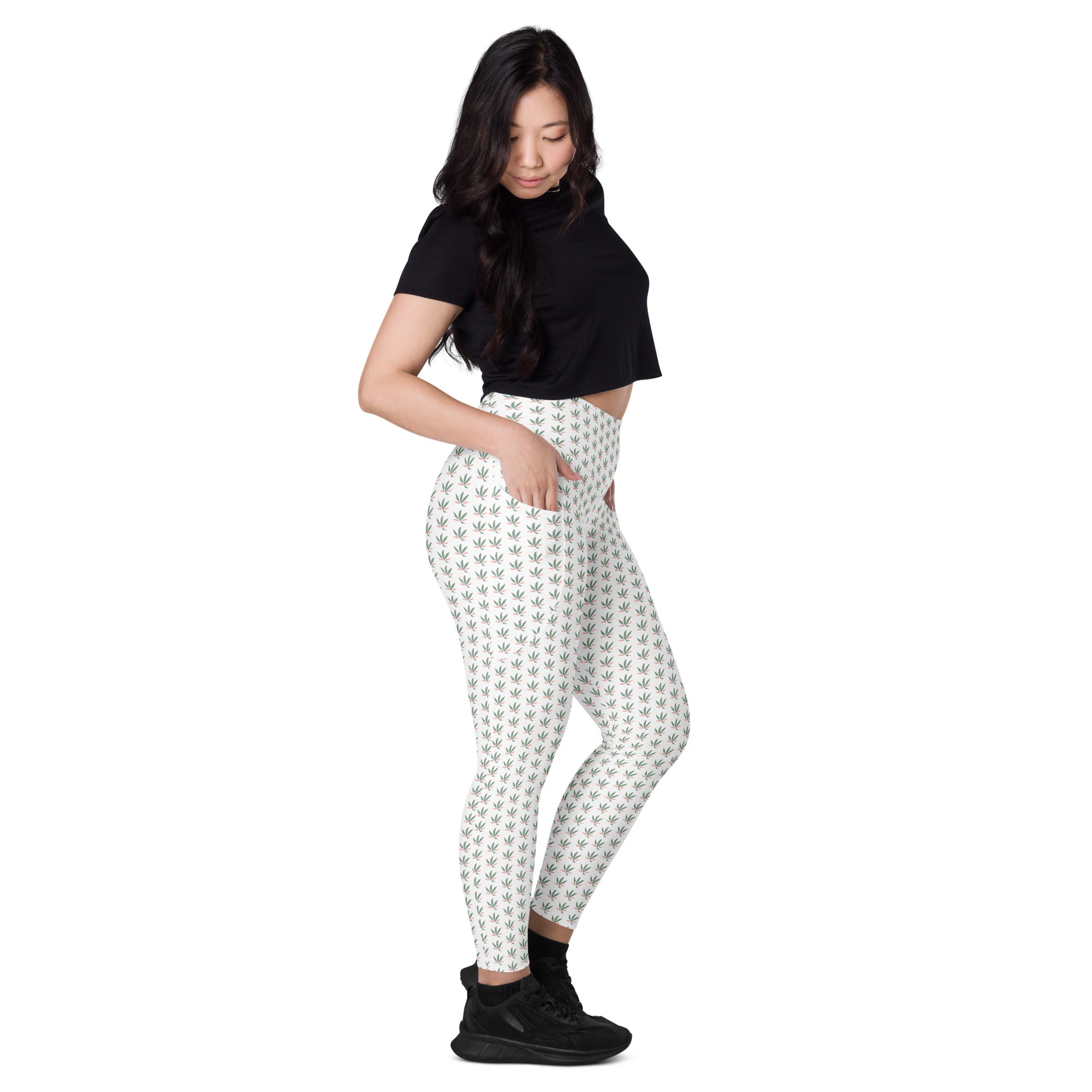 Chill Flower Recycled Polyester Leggings in White