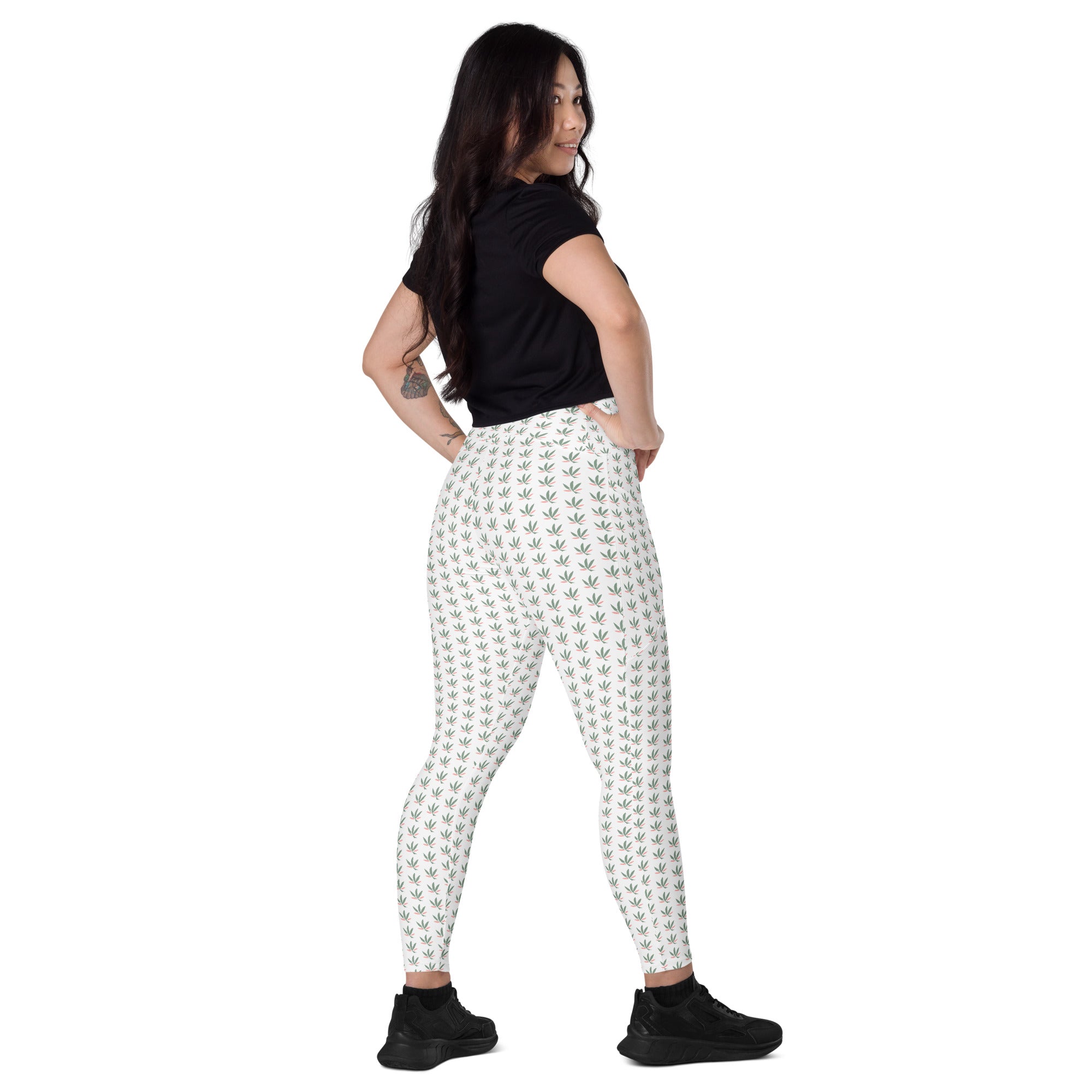 Chill Flower Recycled Polyester Leggings in White