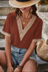 Boho Chic Crochet Short Sleeve Lace Blouse