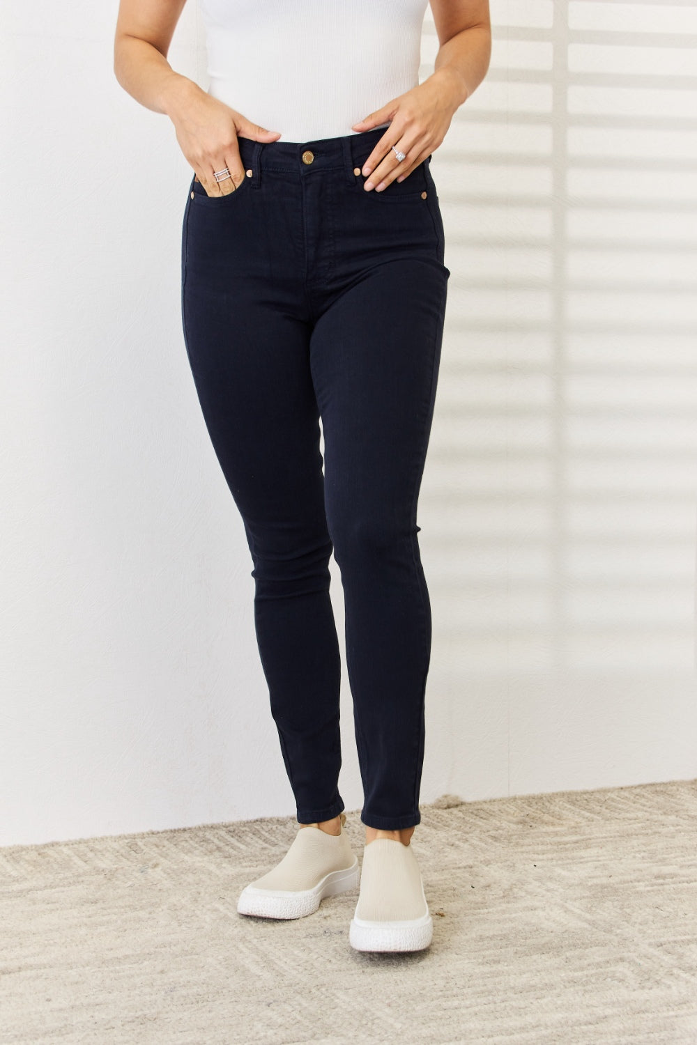 Full Size Garment Dyed Judy Blue Tummy Control Jeans