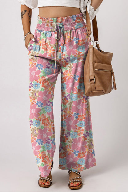 Wide Leg Cotton Drawstring Pants