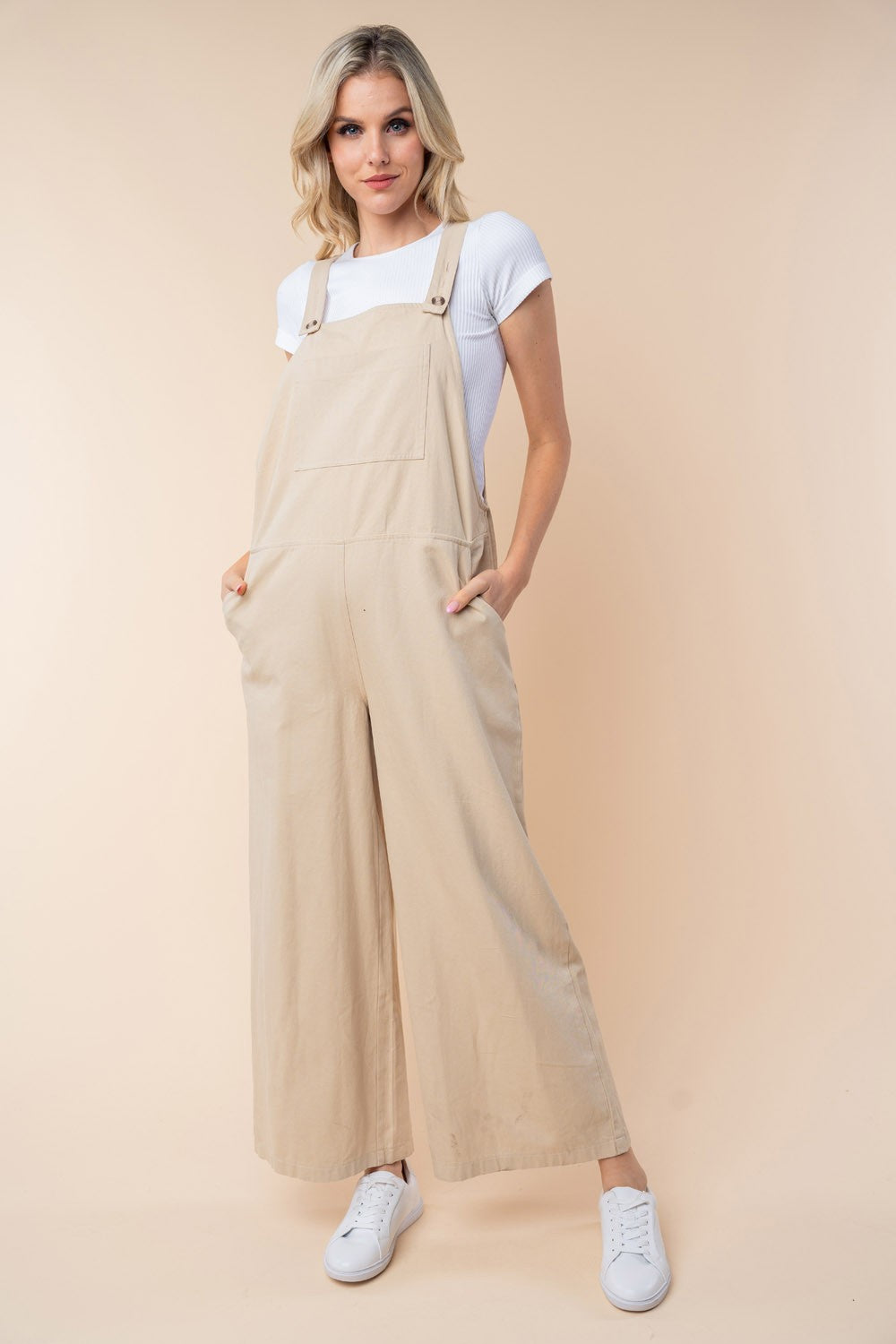 Sleeveless Wide Leg Jumpsuit in Oatmeal