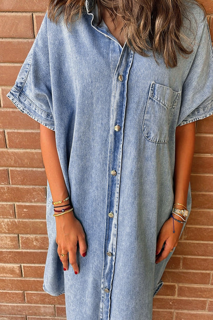 Pocketed Denim Summer Mini Dress