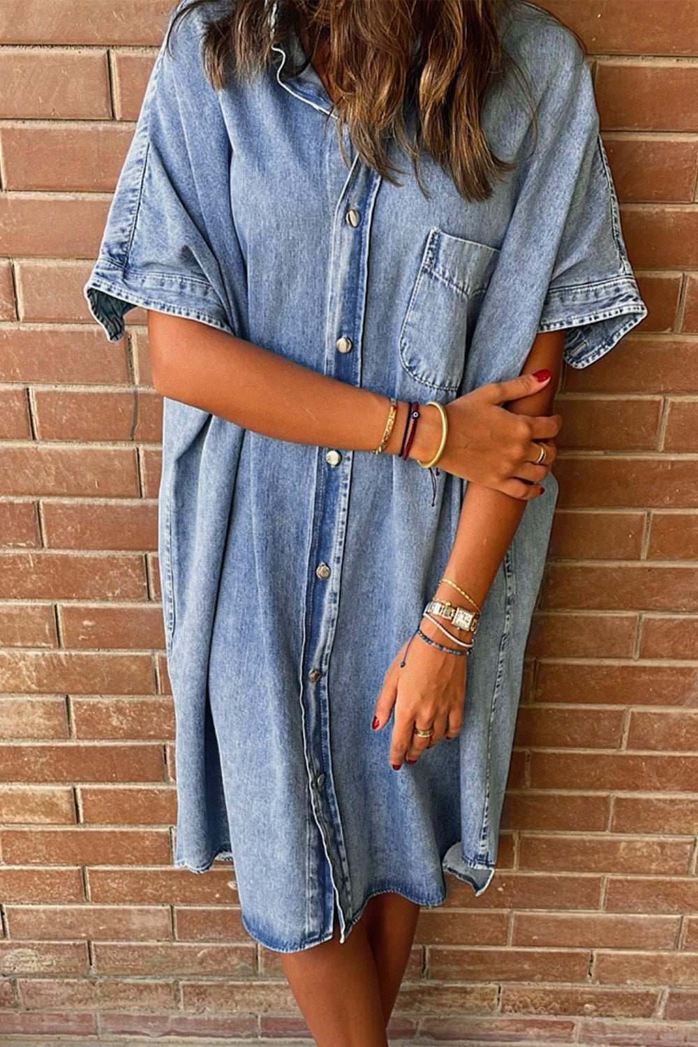 Pocketed Denim Summer Mini Dress