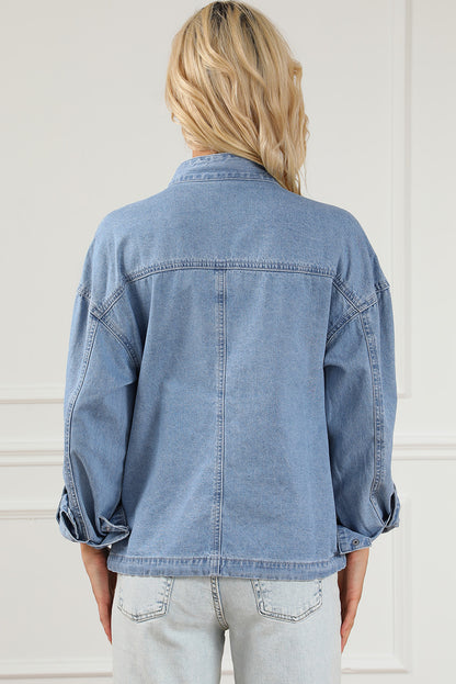 Snap Down Long Sleeve Denim Top