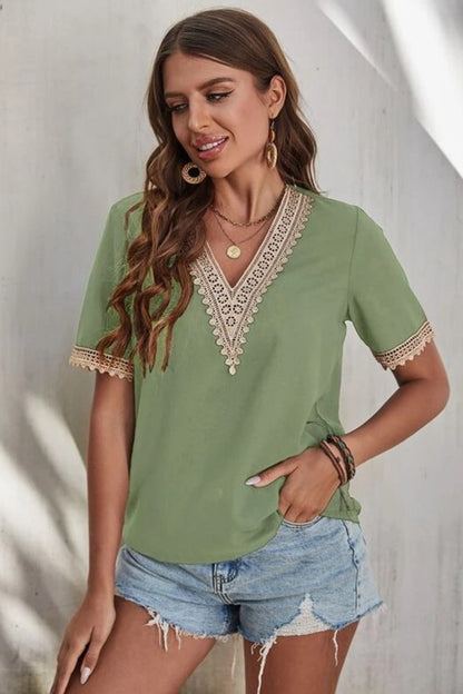 Boho Chic Crochet Short Sleeve Lace Blouse