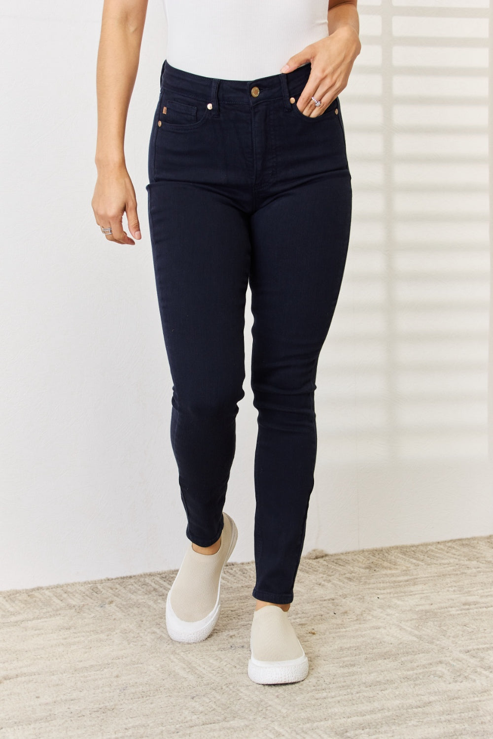 Full Size Garment Dyed Judy Blue Tummy Control Jeans