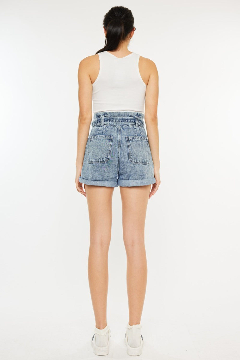 Ultra High Rise Paperbag Denim Shorts