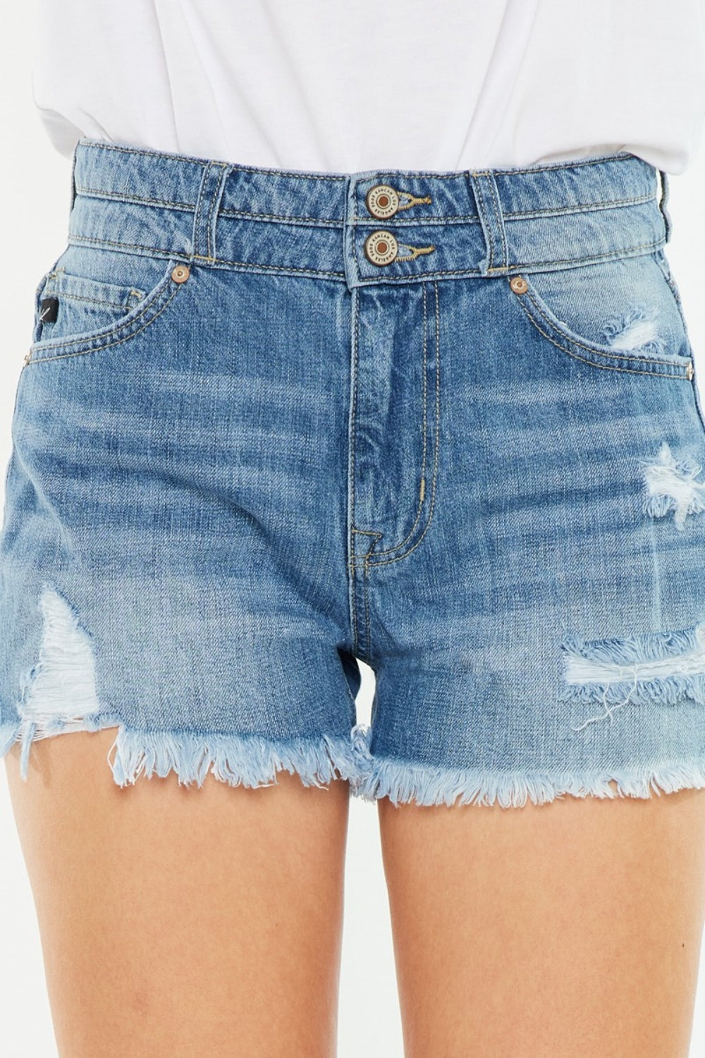 Full Size High Rise Raw Hem Denim Shorts