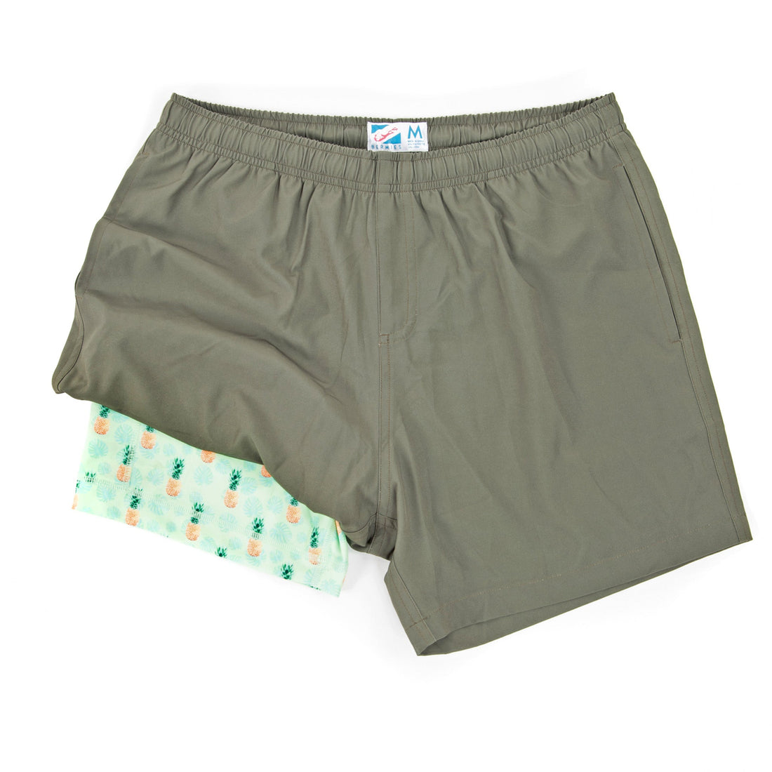 Green &amp; Pineapples Recycled Polyester Athletic Shorts by Bermies