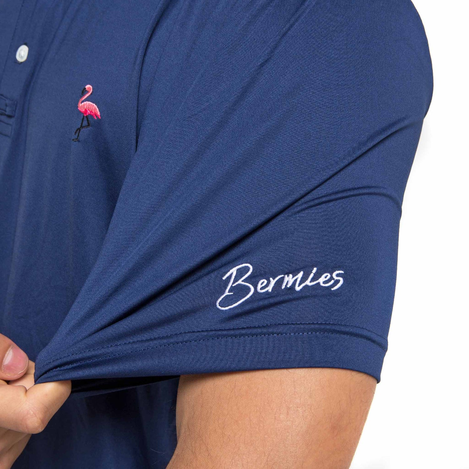 Navy &amp; Flamingo Polo Shirt by Bermies