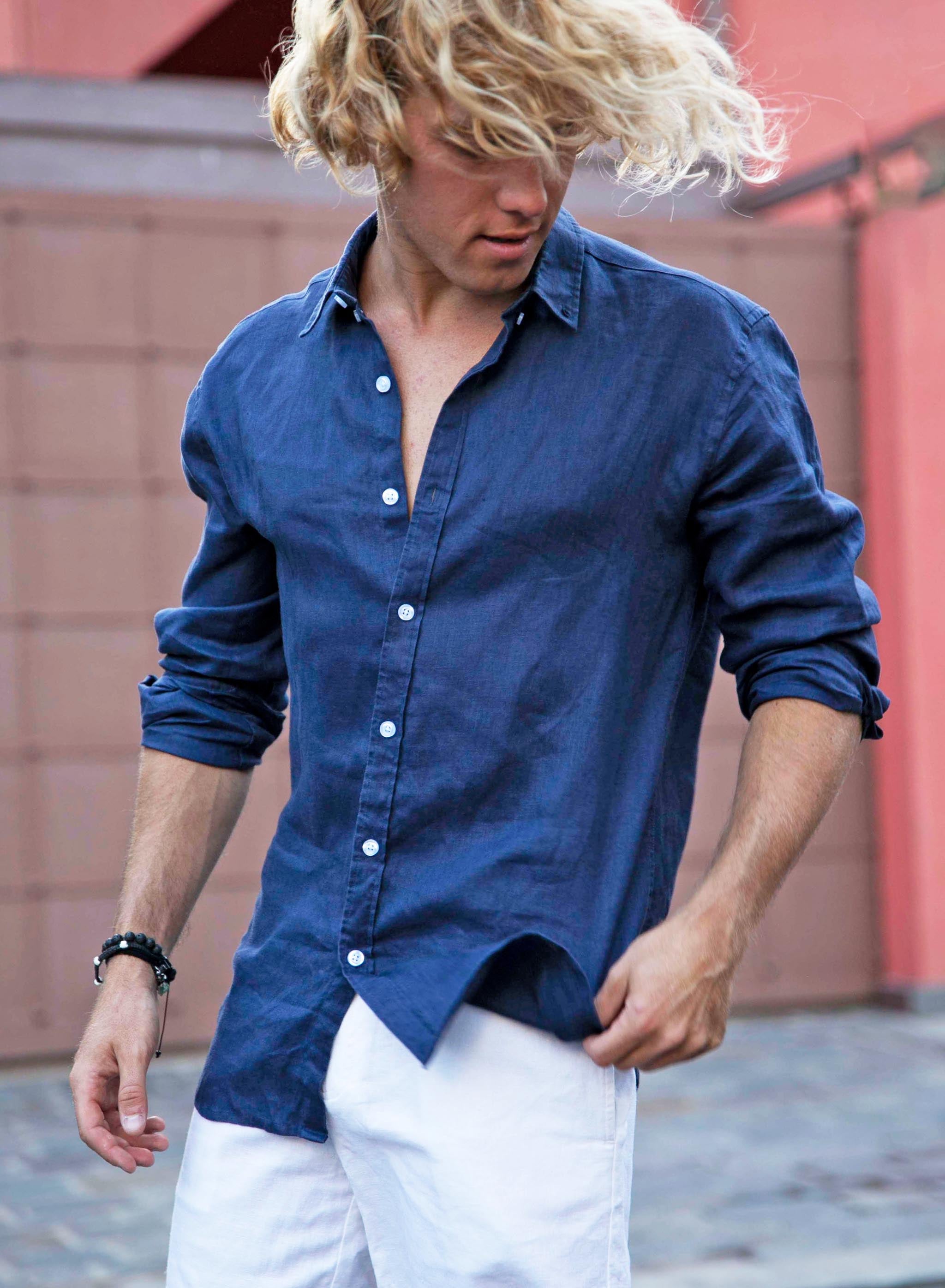 Navy Linen Shirt by Bermies