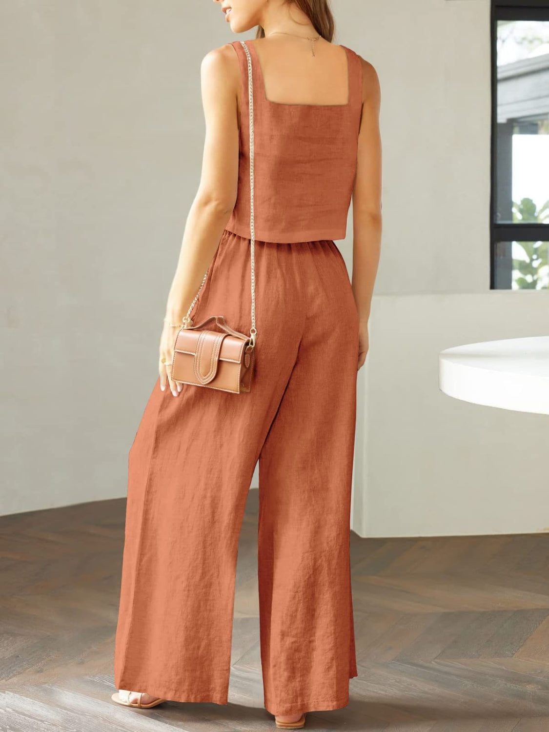 Chill Breeze Crop Top and Wide Leg Pants Set